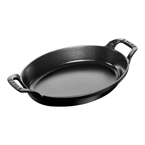 11" Oval Cast Iron Baking Dish, Matte Black