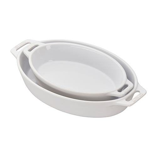 2pc Ceramics Oval Baking Dish Set, White