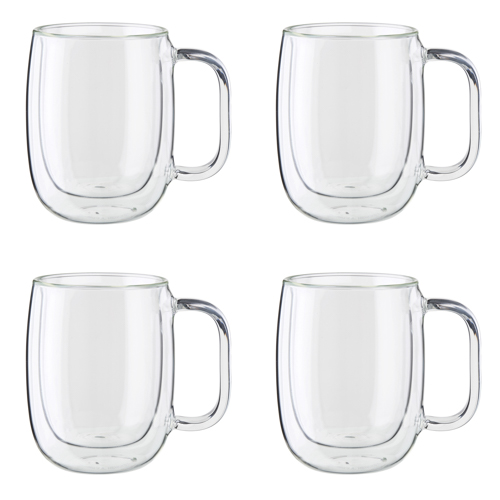Sorrento 4pc Double Wall Glass Coffee Mug Set