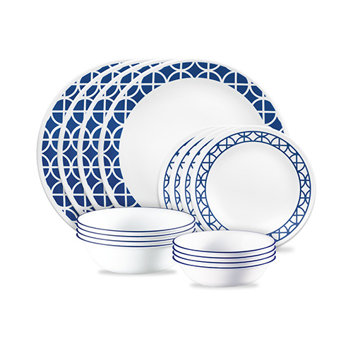 Classic 16pc Dinnerware Set, Cobalt Circles