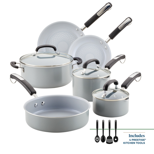 13pc Eco Advantage Healthy Ceramic Nonstick Cookware Set, Gray