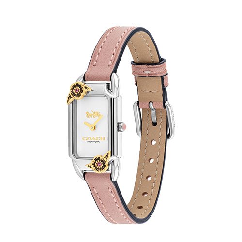 Ladies Cadie Pink Leather Strap Watch, White Dial