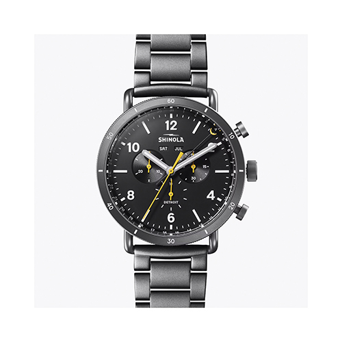 Mens' Canfield Sport Chronograph Gunmetal PVD Stainless Steel Watch, Black Dial