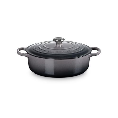 6.75qt Signature Cast Iron Round Wide Oven, Oyster