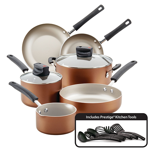 14pc Smart Control Nonstick Cookware Set, Copper