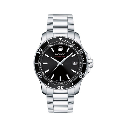 Mens Series 800 Silver-Tone Stainless Steel Watch, Black Dial