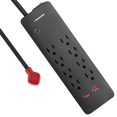 2000 Joules 8 AC Outlet & 2 USB Port Surge Protector