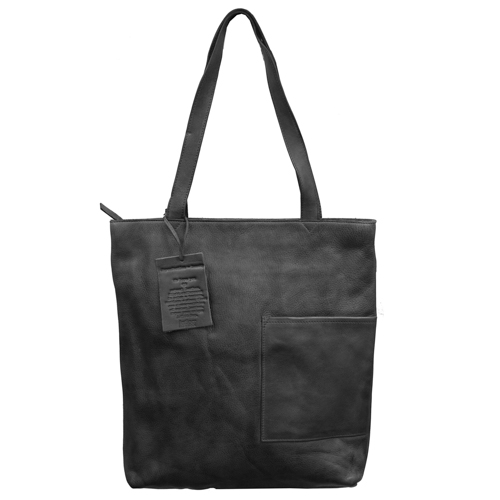 Leon Leather Tote/Shoulder Bag, Black