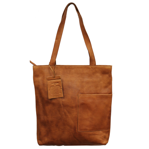 Leon Leather Tote/Shoulder Bag, Cognac