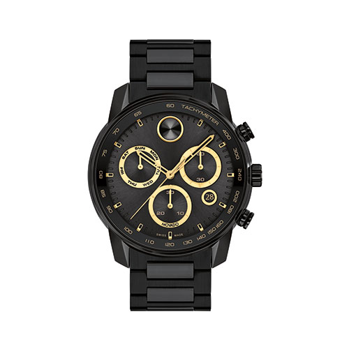 Mens BOLD Verso Chronograph Black IP Stainless Steel Watch, Black Dial