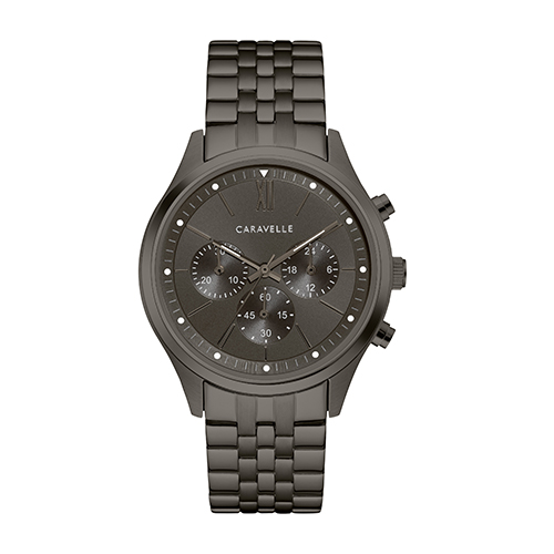 Mens Gunmetal Ion-Plated Chronograph Watch, Gray Dial