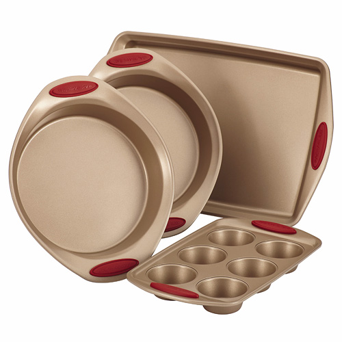4pc Cucina Bakeware Set, Cranberry Red