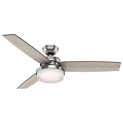 Contemporary Sentinel 52" Ceiling Fan, Brushed Nickel Finish