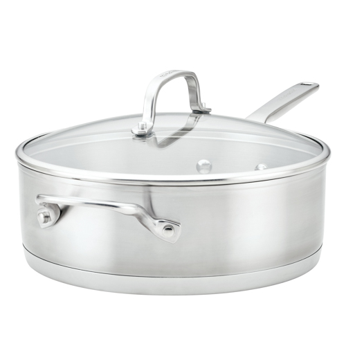 4.5qt Stainless Steel 3-Ply Covered Saute Pan w/ Helper Handle