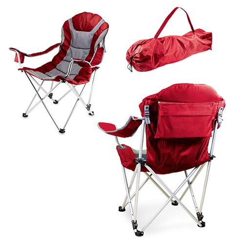 Reclining Camp Chair w/ Carry Bag, Dark Red