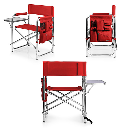 Folding Sports Chair w/ Side Table, Red