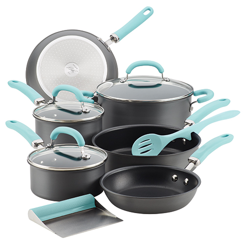 Create Delicious 11pc Hard Anodized Nonstick Cookware, Light Blue