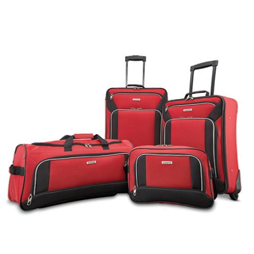 4pc Fieldbrook XLT Nested Luggage Set, Red/Black