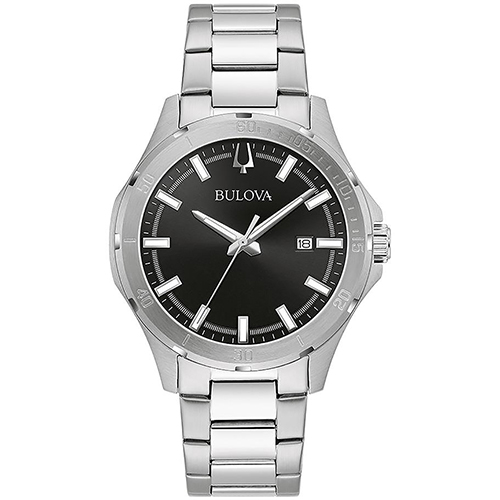Mens Corporate Collection Silver-Tone Stainless Steel Watch, Black Dial