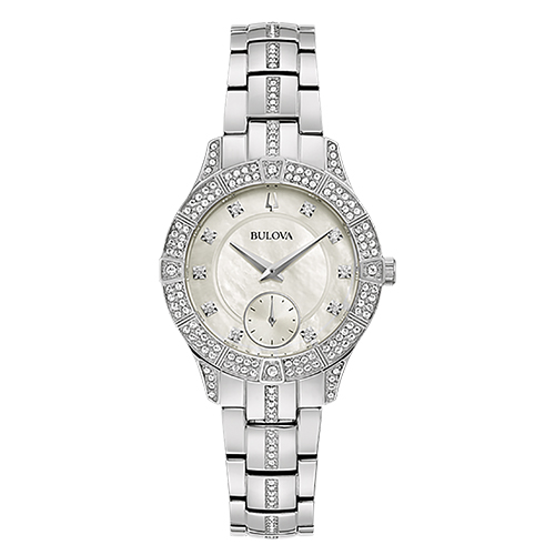 Ladies Phantom Silver Crystal Watch, White Mother-of-Pearl Dial