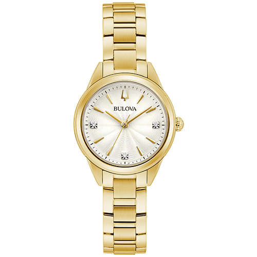 Ladies Sutton Gold-Tone Stainless Steel Watch, White Dial