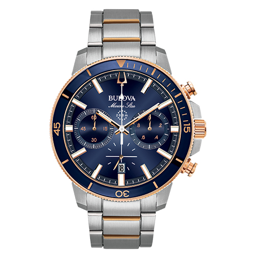 Mens Marine Star Chronograph Silver-Tone Watch, Blue Dial