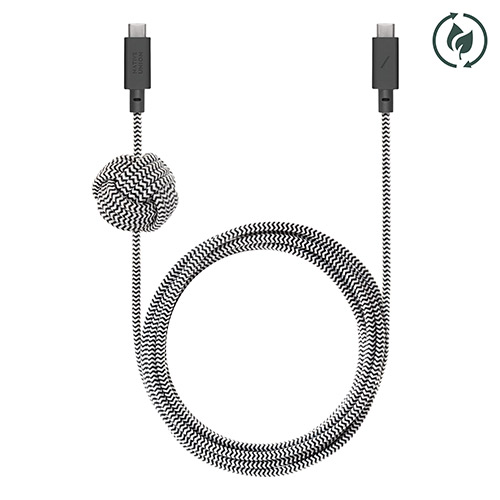 10ft Anchor Cable 240W, USB-C to USB-C, Zebra