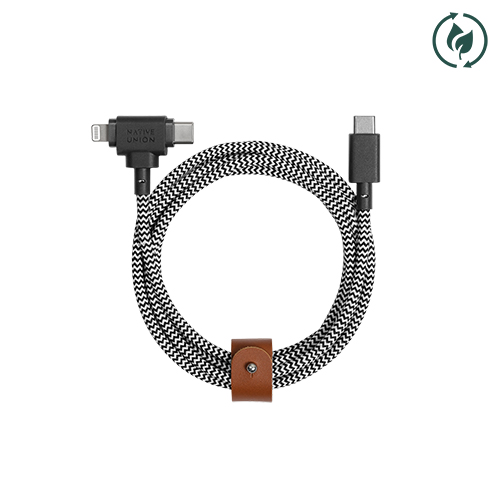 Belt Cable Duo USB-C to Lightning & USB-C, Zebra