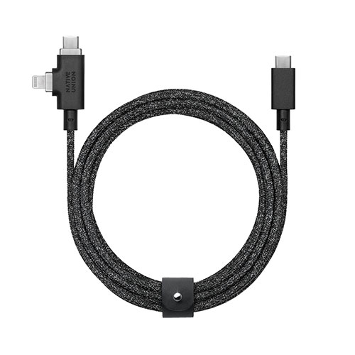 8ft Belt Cable Duo Pro, USB-C to Lightning & USB-C, Cosmos