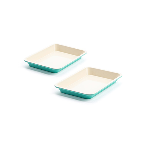2pc Healthy Ceramic Nonstick 13" x 9" Cookie Sheet Set, Turquoise