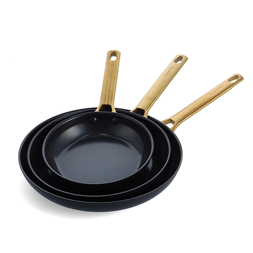 Reserve Ceramic Nonstick 3pc Fry Pan Set, Black