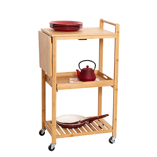 38" Rolling Bamboo Kitchen Cart