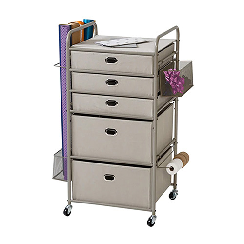 Wrapping Paper Storage Cart w/ Wheels, Gray