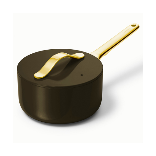 1.75qt Iconics Nonstick Ceramic Saucepan, Black/Gold