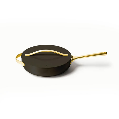 4.5qt Iconics Nonstick Ceramic Saute Pan w/ Lid, Black/Gold