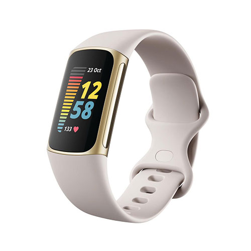 Charge 5 Advanced Fitness + Health Tracker, Lunar White/Soft Gold SS