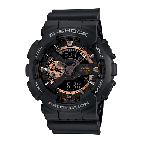 G-Shock Big Case Ana-Digi Watch, Black/Rose Gold