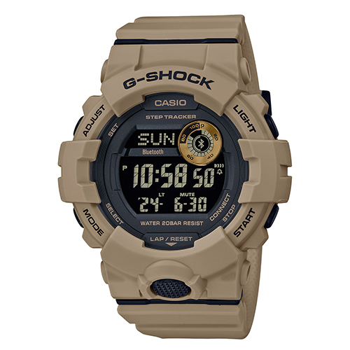 Mens G-Shock Power Trainer Bluetooth Digital Watch, Tan
