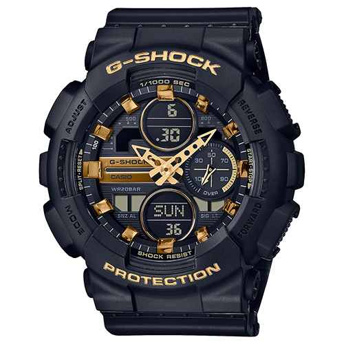 Ladies Compact G-Shock Ana-Digi Watch, Black & Gold
