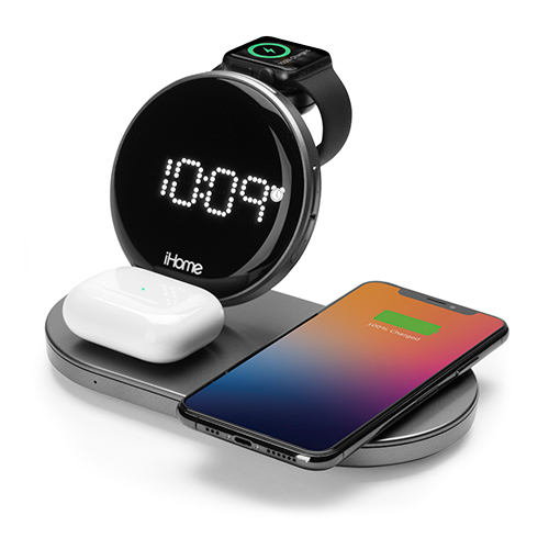 PowerBoost Compact Alarm Clock w/ Qi USB, and Apple Watch Charging