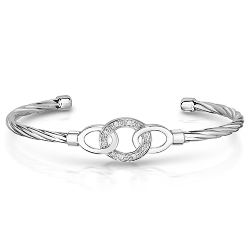 Diamond Silver Cuff Bracelet