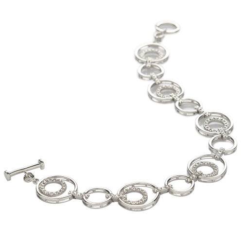 Sterling Silver Circle Diamond Bracelet