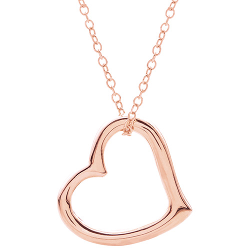 Floating Heart Sterling Silver Necklace, Rose Gold