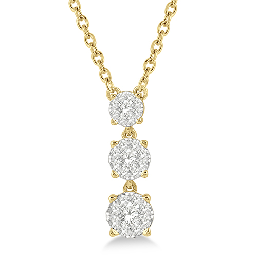 Three Cluster .33twt Diamond Necklace