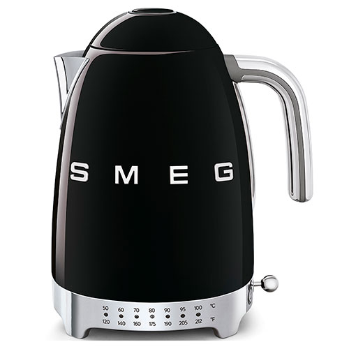 50's Retro-Style Electric Kettle w/ Variable Temperature, Black