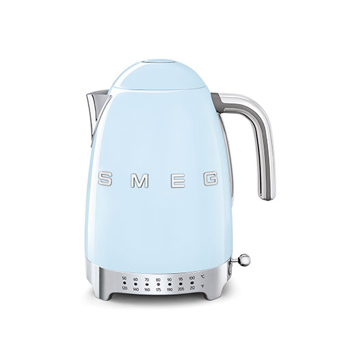 50's Retro-Style Electric Kettle w/ Variable Temperature, Pastel Blue