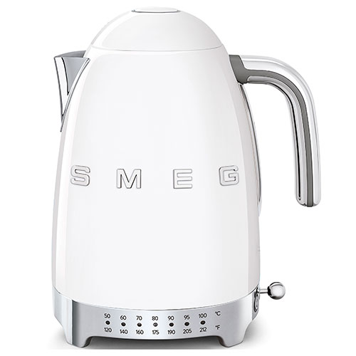50's Retro-Style Electric Kettle w/ Variable Temperature, White