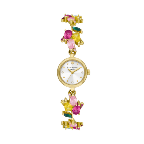 Ladies' Monroe Gold-Tone Multi-Color Crystal SS Watch, White Dial