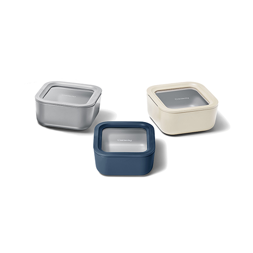 3pc Glass Food Container Set, Multi-Color