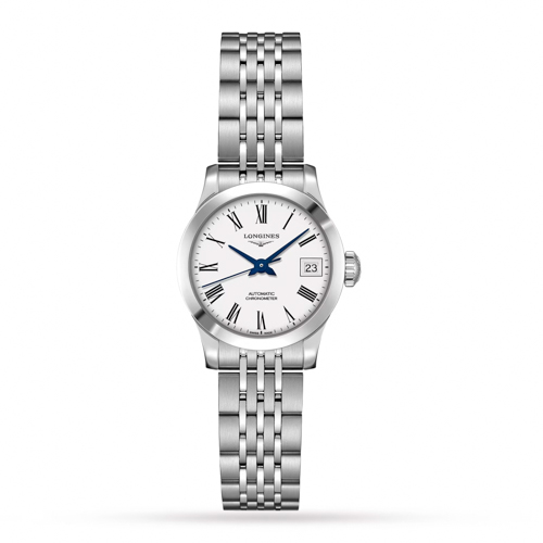 Ladies' Record Automatic Chronometer Stainless Steel Watch, White Dial